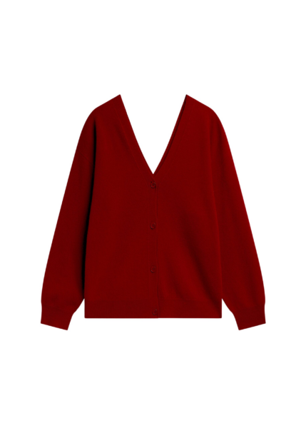The Frankie Shop Lachen Double-Sided Wool Cardigan - Red - Oversized Minimalist Knitwear in Red - Shop at Luxury Shoes 