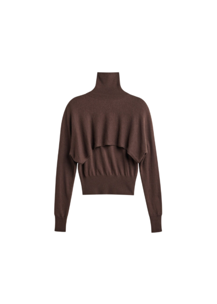 The Frankie Shop Lausanne Cashmere Detachable Layered Knit Set - Brown - Oversized Minimalist Knitwear in Brown - Shop at Luxury Shoes 