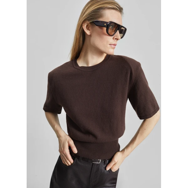 The Frankie Shop Lausanne Cashmere Detachable Layered Knit Set - Brown - Oversized Minimalist Knitwear in Brown - Shop at Luxury Shoes 