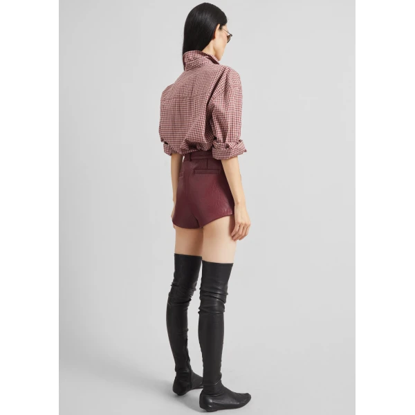 The Frankie Shop Lesja Cotton Shirt - Checked Red - Oversized Minimalist Tops in Red - Shop at Luxury Shoes 