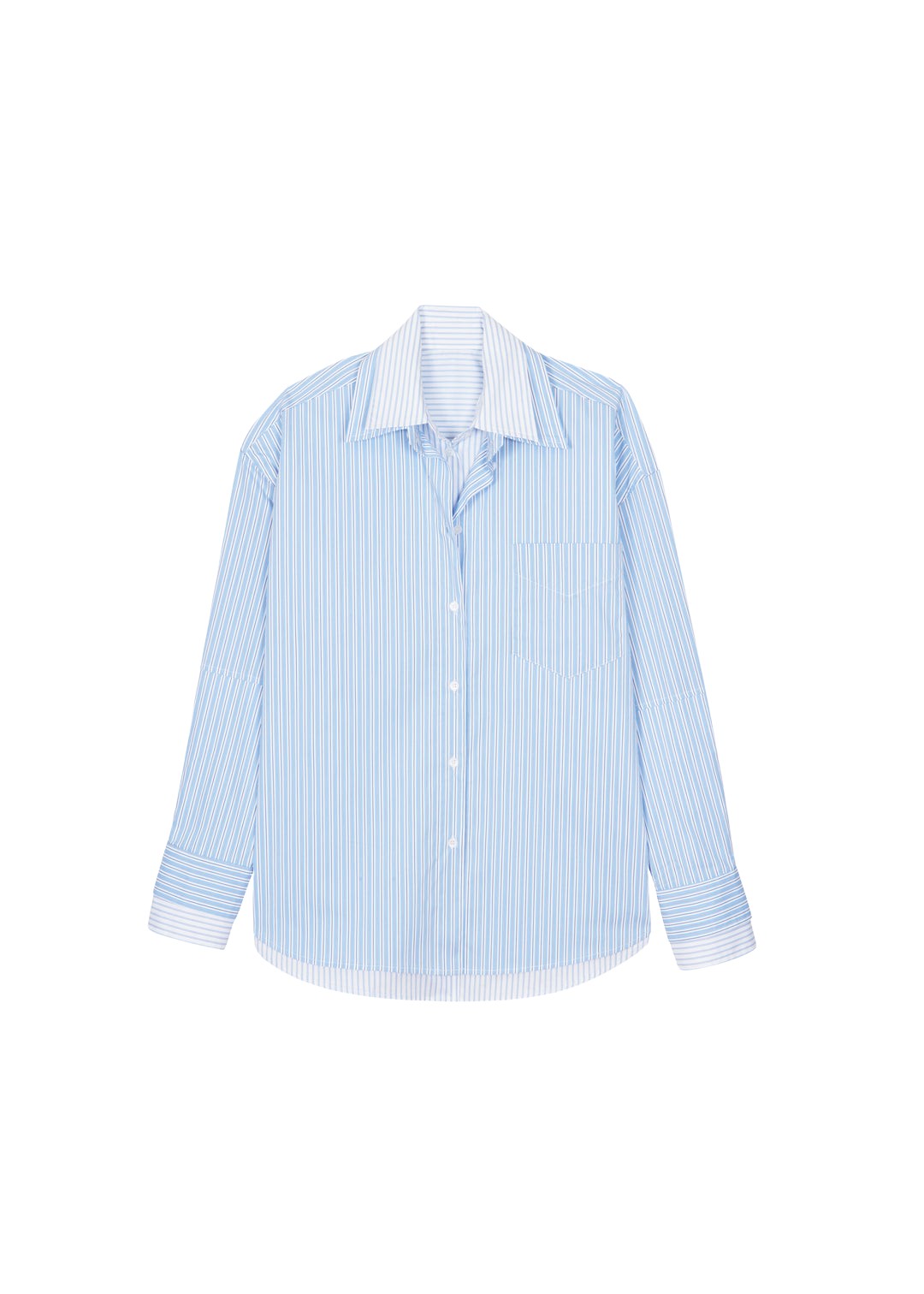 The-Frankie-Shop-Lienz-Double-Shirt-BlueWhite-Stripe-coveti-958044_nobg The Frankie Shop Lienz Double Shirt - Blue/White Stripe - Oversized Minimalist Tops in Blue - Shop at Luxury Shoes