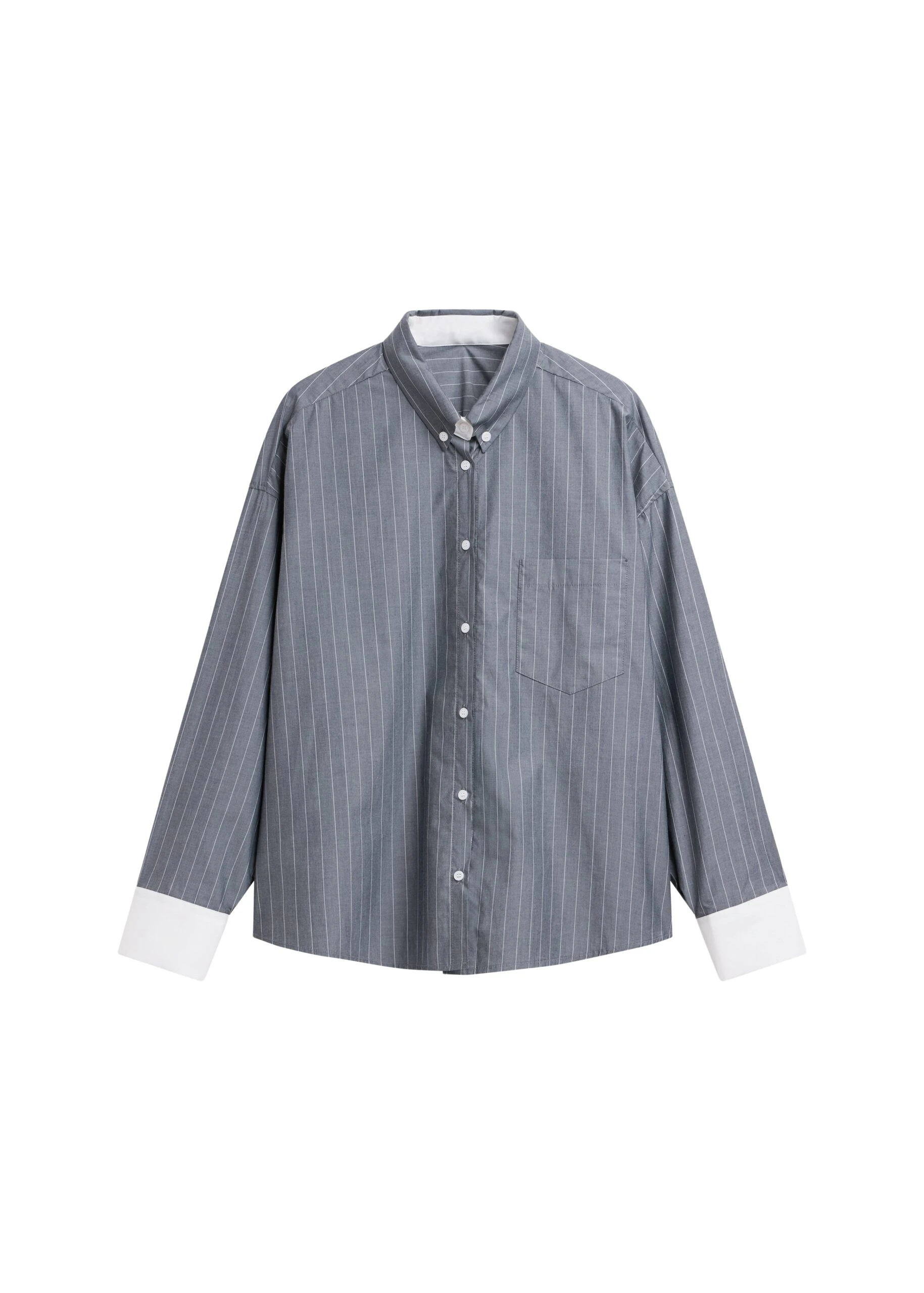 The-Frankie-Shop-Lorna-Shirt-GreyWhite-Pinstripe-coveti-scaled70692_nobg The Frankie Shop Lorna Shirt - Grey/White Pinstripe - Oversized Minimalist Tops in Grey - Shop at Luxury Shoes
