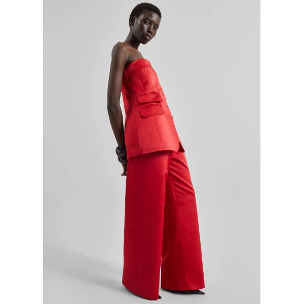 The Frankie Shop Luma Satin Bustier - Red - Oversized Minimalist Tops in Red - Shop at Luxury Shoes 