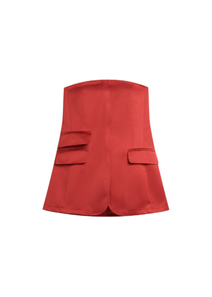 The Frankie Shop Luma Satin Bustier - Red - Oversized Minimalist Tops in Red - Shop at Luxury Shoes 