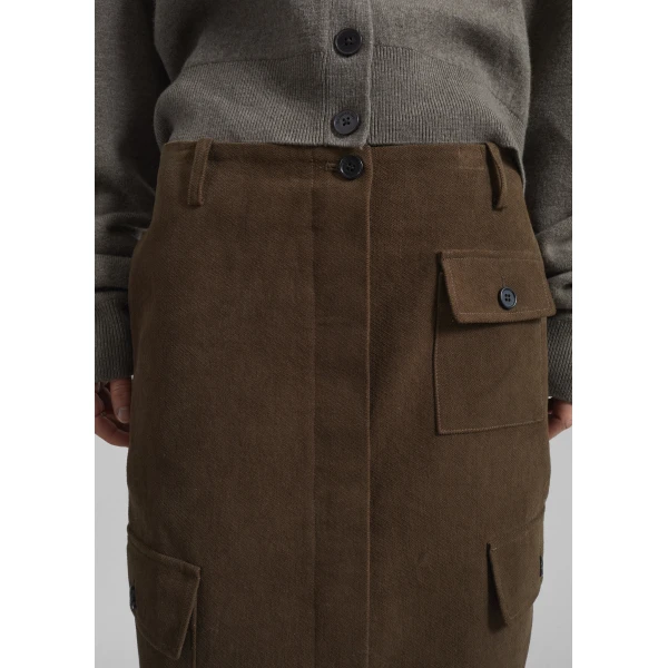 The Frankie Shop Mayenne Cargo Skirt - Brown - Oversized Minimalist Skirts in Brown - Shop at Luxury Shoes 