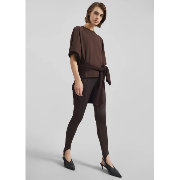 The Frankie Shop Modave Dolman Sleeve Tee - Brown - Oversized Minimalist Tops in Brown - Shop at Luxury Shoes 