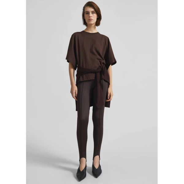 The Frankie Shop Modave Dolman Sleeve Tee - Brown - Oversized Minimalist Tops in Brown - Shop at Luxury Shoes 