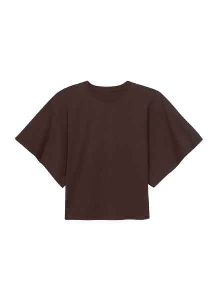 The Frankie Shop Modave Dolman Sleeve Tee - Brown - Oversized Minimalist Tops in Brown - Shop at Luxury Shoes 