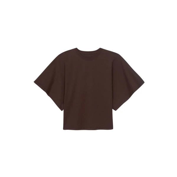 The Frankie Shop Modave Dolman Sleeve Tee - Brown - Oversized Minimalist Tops in Brown - Shop at Luxury Shoes 