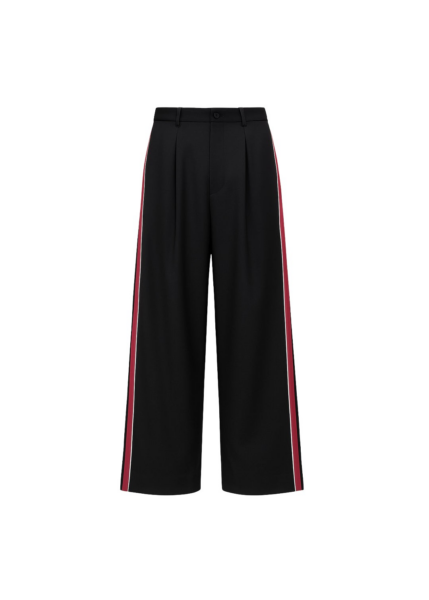 The Frankie Shop Nairn Contrast Stripe Pants - Black - Oversized Minimalist Pants in Black - Shop at Luxury Shoes 