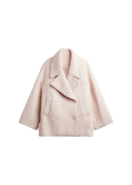 The Frankie Shop Odeone Brushed Wool Peacoat - Faded Pink - Oversized Minimalist Coats in Pink - Shop at Luxury Shoes 