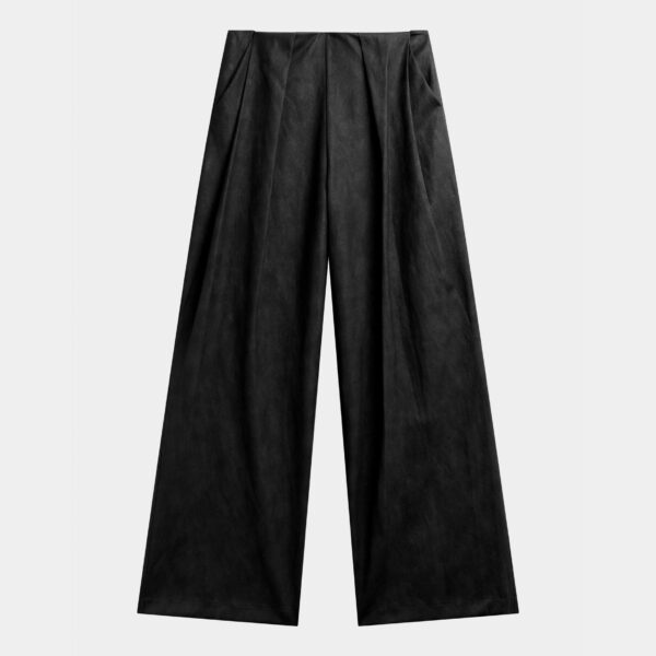 The Frankie Shop Olivet Faux Leather Trousers - Black - Oversized Minimalist Pants in Black - Shop at Luxury Shoes 