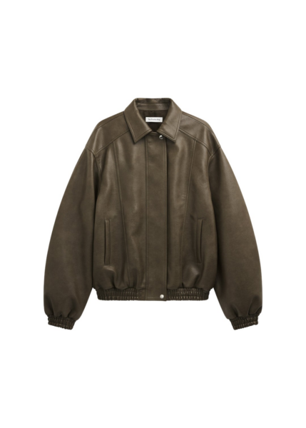 The Frankie Shop Prescott Faux Leather Jacket - Moss Green - Oversized Minimalist Jackets in Green - Shop at Luxury Shoes 