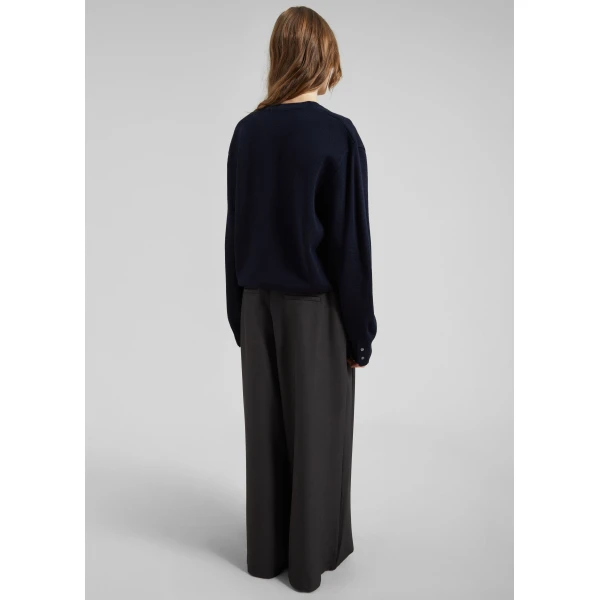 The Frankie Shop Ramsen Pleated Wide Trousers - Charcoal - Oversized Minimalist Pants in Blue - Shop at Luxury Shoes 