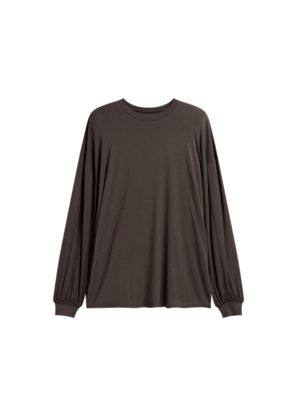 The Frankie Shop Ravvi Soft Padded Top - Brown - Oversized Minimalist Tops in Brown - Shop at Luxury Shoes 