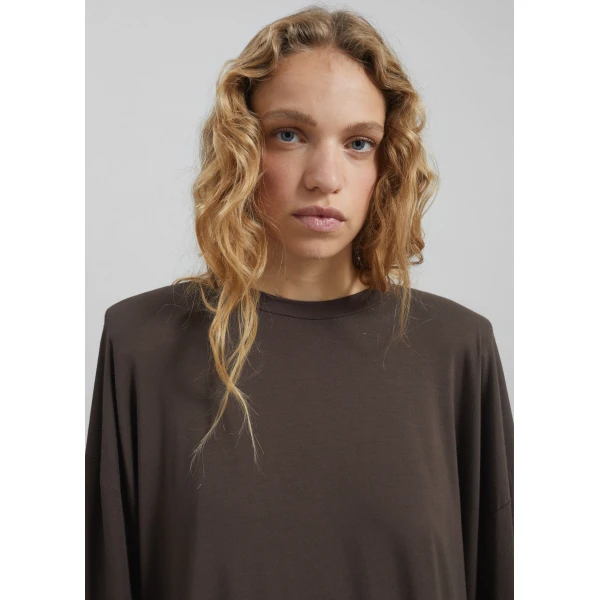 The Frankie Shop Ravvi Soft Padded Top - Brown - Oversized Minimalist Tops in Brown - Shop at Luxury Shoes 