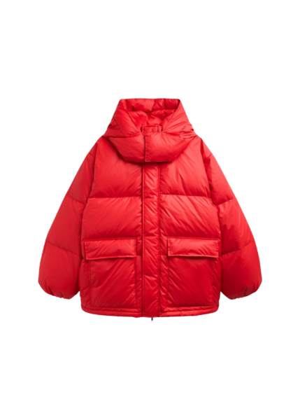 The Frankie Shop Riom Hooded Puffer Jacket - Red - Oversized Minimalist Jackets in Red - Shop at Luxury Shoes 