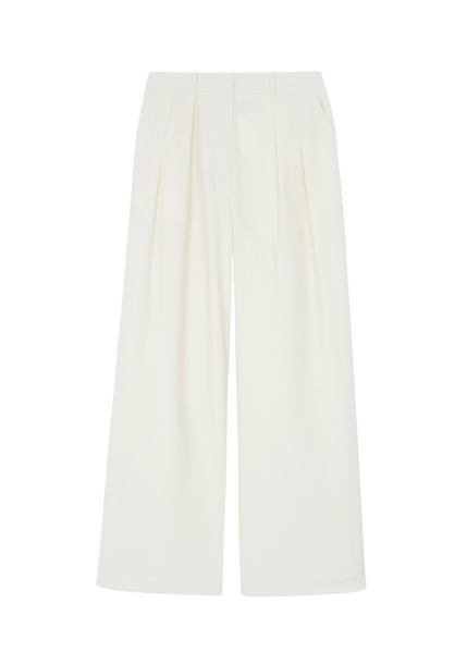 The Frankie Shop Ripley Pleated Trousers - Ivory - Oversized Minimalist Pants in Ivory - Shop at Luxury Shoes 