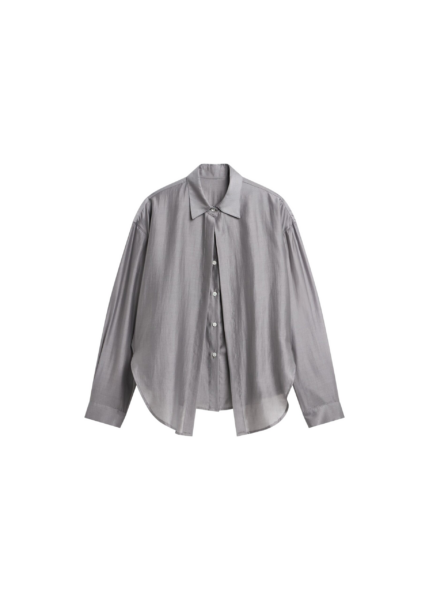 The Frankie Shop Roanne Fluid Double Shirt - Steel Grey - Oversized Minimalist Tops in Grey - Shop at Luxury Shoes 
