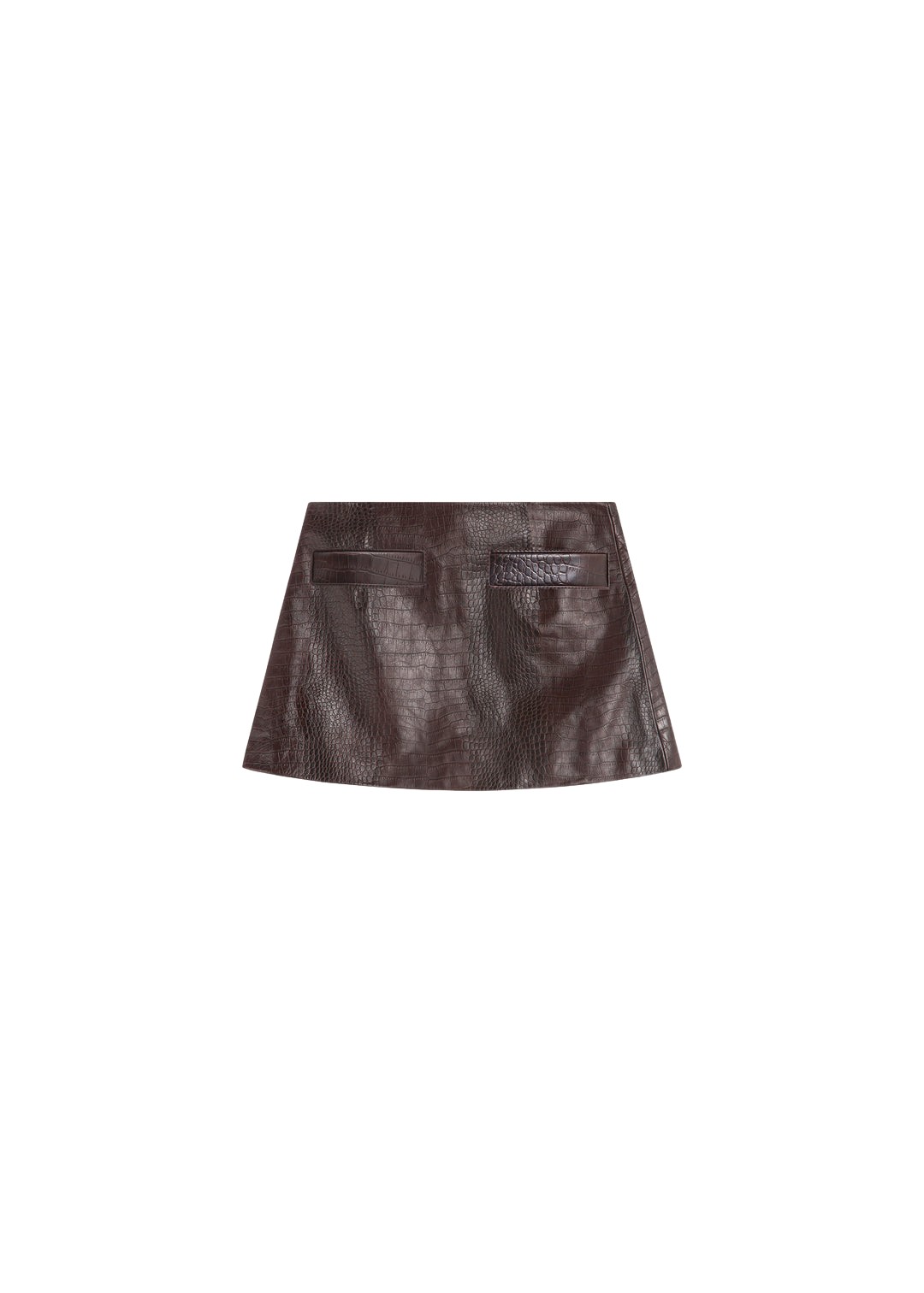 The-Frankie-Shop-Rory-Croc-Leather-Mini-Skirt-Dark-Brown-coveti-827872_nobg The Frankie Shop Rory Croc Leather Mini Skirt - Dark Brown - Oversized Minimalist Skirts in Brown - Shop at Luxury Shoes