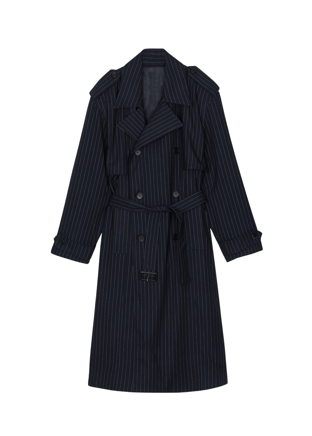 The-Frankie-Shop-Salford-Pinstripe-Trench-Navy-coveti-835602_nobg The Frankie Shop Salford Pinstripe Trench - Navy - Oversized Minimalist Coats in Blue - Shop at Luxury Shoes