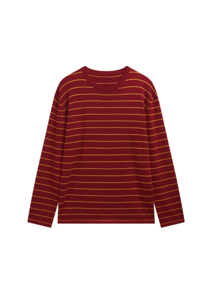 The Frankie Shop Sena Knit Pullover - Red/Yellow Stripe - Oversized Minimalist Knitwear in Red - Shop at Luxury Shoes 