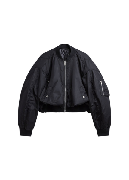 The Frankie Shop Skagen Cropped Trapeze Bomber Jacket - Black - Oversized Minimalist Jackets in Black - Shop at Luxury Shoes 