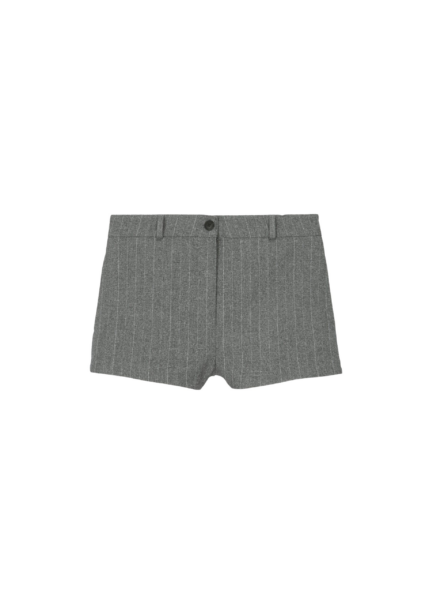 The Frankie Shop Tenby Striped Hot Pants - Grey Melange - Oversized Minimalist Pants in Grey - Shop at Luxury Shoes 