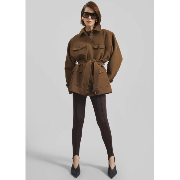 The Frankie Shop Trevose Padded Utility Jacket - Brown - Oversized Minimalist Jackets in Brown - Shop at Luxury Shoes 