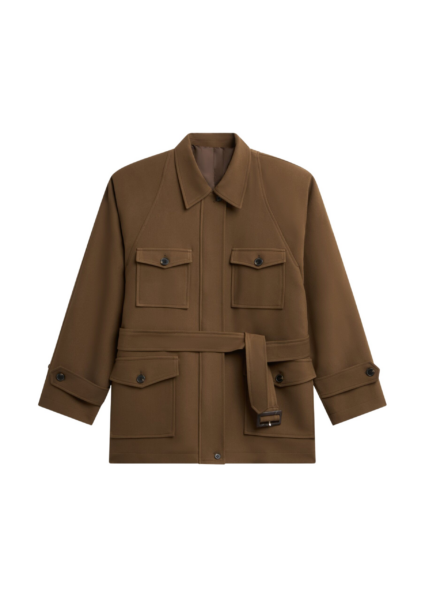 The Frankie Shop Trevose Padded Utility Jacket - Brown - Oversized Minimalist Jackets in Brown - Shop at Luxury Shoes 