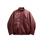 The Frankie Shop Troye Faux Leather Bomber Jacket - Burgundy - Oversized Minimalist Jackets in Red - Shop at Luxury Shoes 