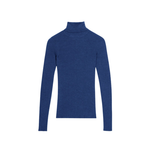 The Frankie Shop Utica Thin Turtleneck Sweater - Blue - Oversized Minimalist Knitwear in Blue - Shop at Luxury Shoes 