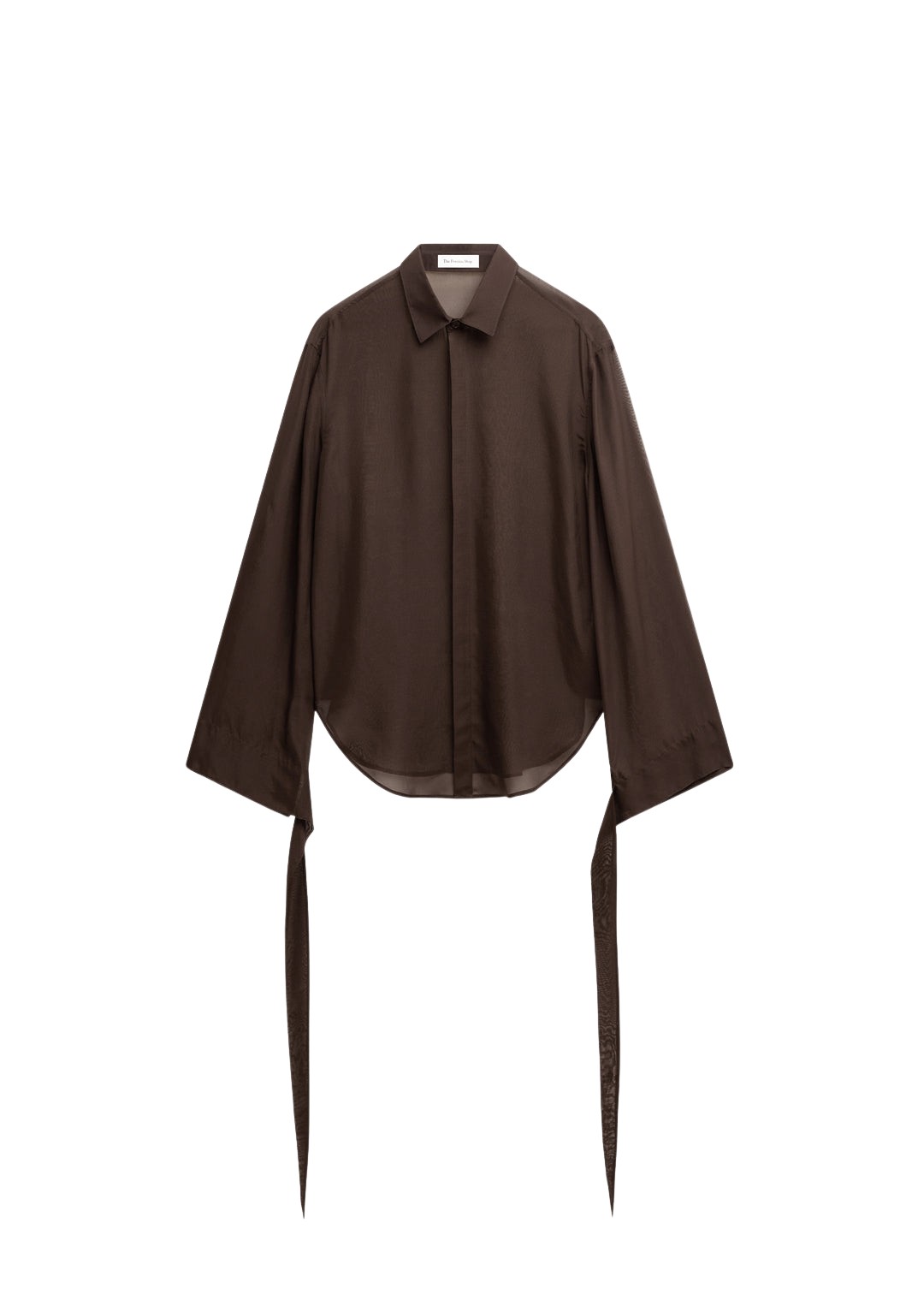 The-Frankie-Shop-Verlin-Sheer-Chiffon-Tie-Cuff-Shirt-Dark-Brown-coveti-1062903_nobg The Frankie Shop Verlin Sheer Chiffon Tie Cuff Shirt - Dark Brown - Oversized Minimalist Tops in Brown - Shop at Luxury Shoes
