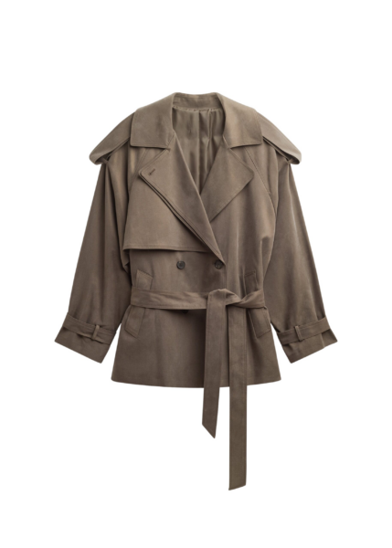 The Frankie Shop Vesoul Short Trench - Brown - Oversized Minimalist Shorts in Brown - Shop at Luxury Shoes 