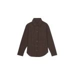 The Frankie Shop Vesta Cotton Shirt - Brown Plaid - Oversized Minimalist Tops in Brown - Shop at Luxury Shoes 