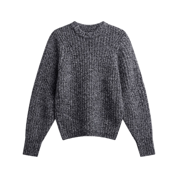 The Frankie Shop Vezia Chunky Knit Sweater - Dark Grey Melange - Oversized Minimalist Knitwear in Grey - Shop at Luxury Shoes 