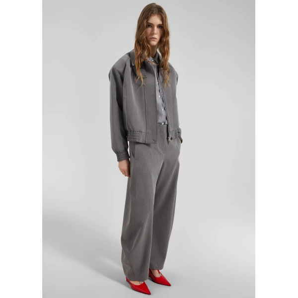 The Frankie Shop Vosges Padded Blouson Jacket - Grey - Oversized Minimalist Jackets in Grey - Shop at Luxury Shoes 