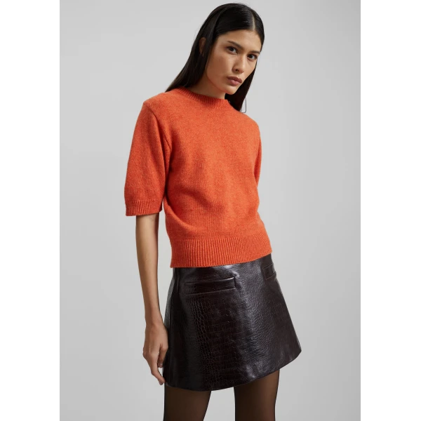 The Frankie Shop Zoersel Knit Top - Orange - Oversized Minimalist Tops in Orange - Shop at Luxury Shoes 