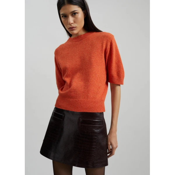 The Frankie Shop Zoersel Knit Top - Orange - Oversized Minimalist Tops in Orange - Shop at Luxury Shoes 