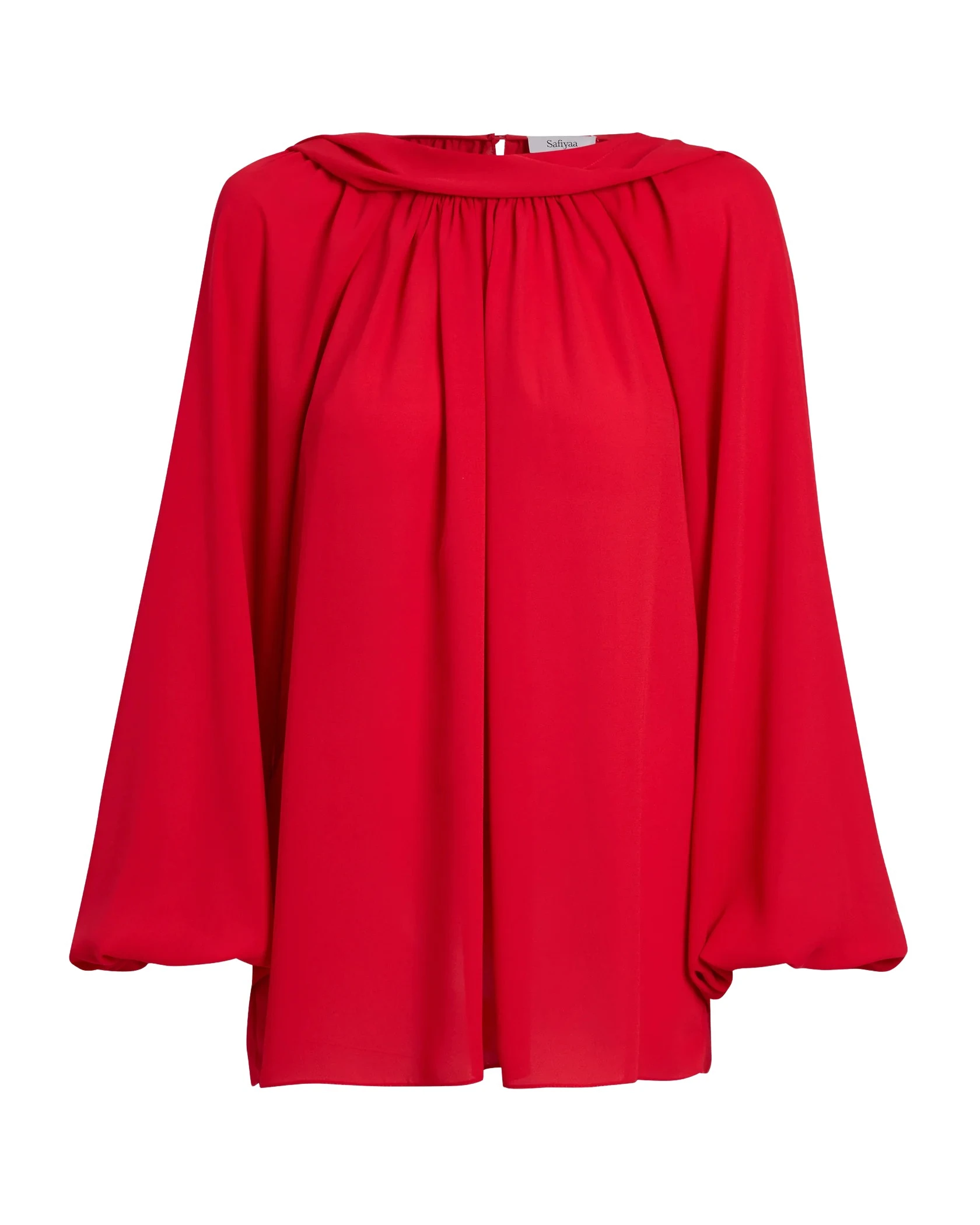 Tilde-Top-in-Azalea-Red71591_nobg Safiyaa Tilde Top in Azalea Red - Safiyaa Tops - Heavy Crepe Cape Gown - Shop at Luxury Shoes
