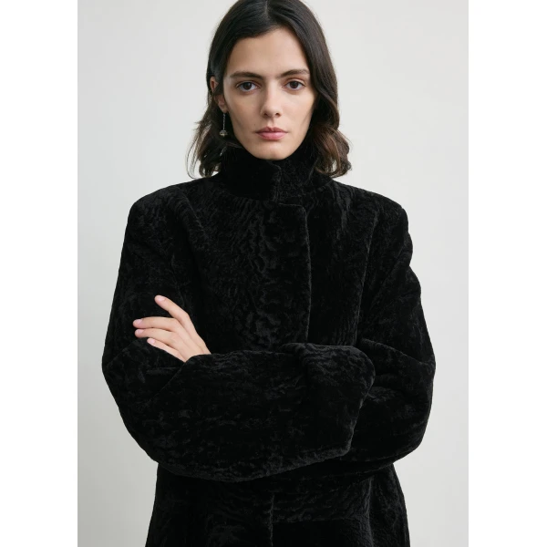 Classic shearling coat black - Image 5