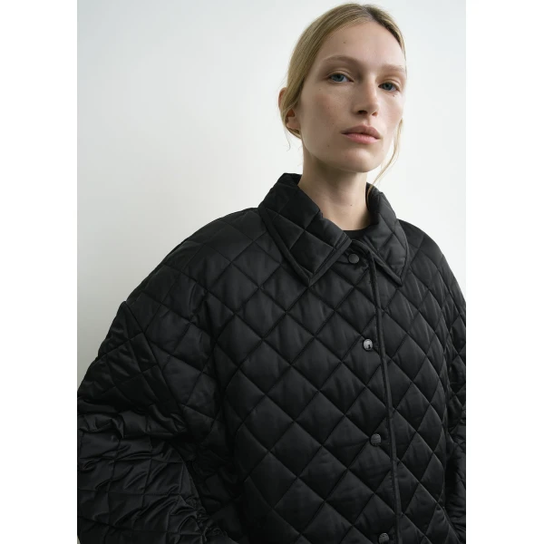 Collared quilted jacket black - Image 5