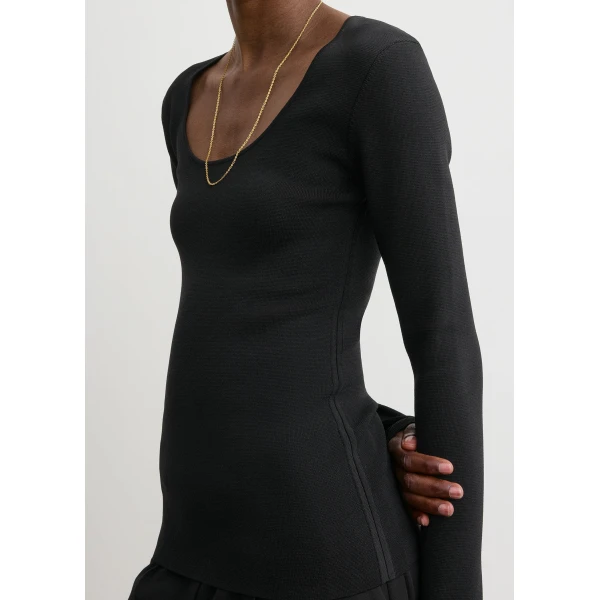 Compact knit top black - Image 5