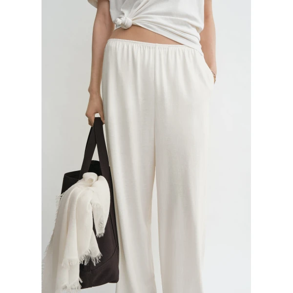 Cotton silk pj bottoms off-white - Image 5