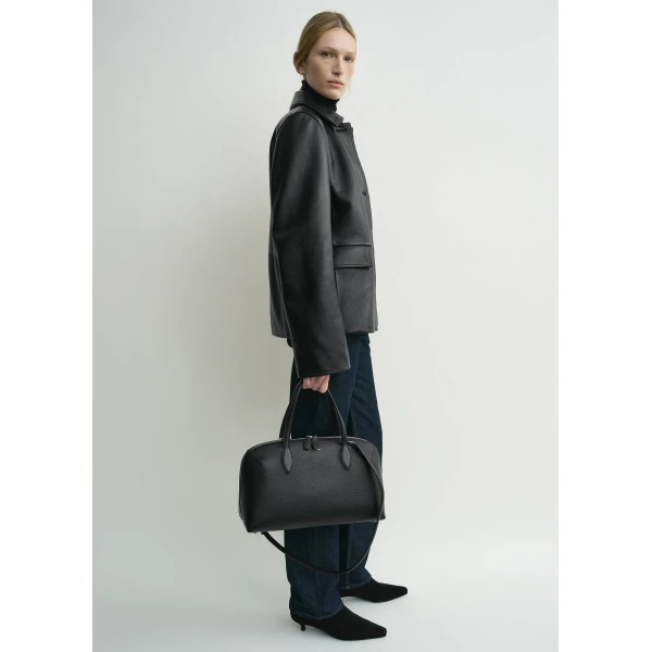 Grained leather jacket black - Image 3