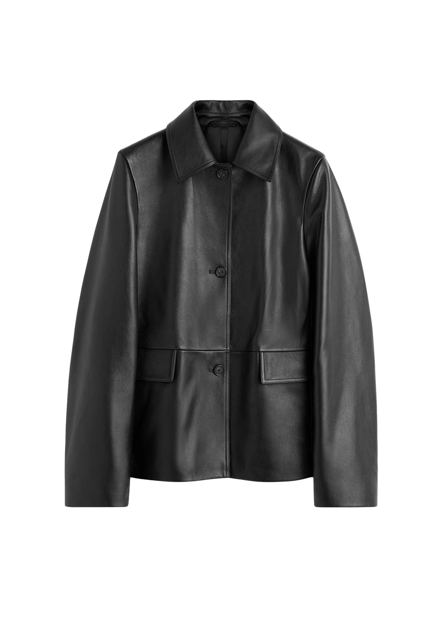 Toteme-Grained-leather-jacket-black53197_nobg Toteme Jackets with minimalist design at Luxury Shoes