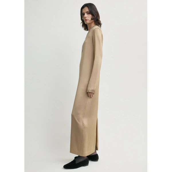 Long satin dress latte - Image 3