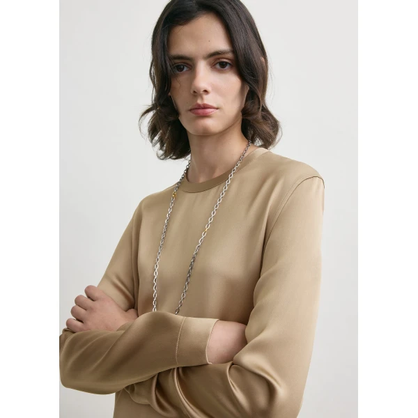 Long satin dress latte - Image 5