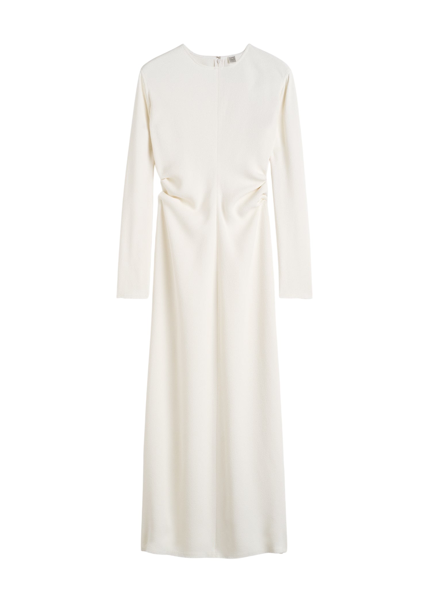 Toteme-Long-sleeve-slouch-waist-dress-macadamia26852_nobg Toteme Dresses with minimalist design at Luxury Shoes