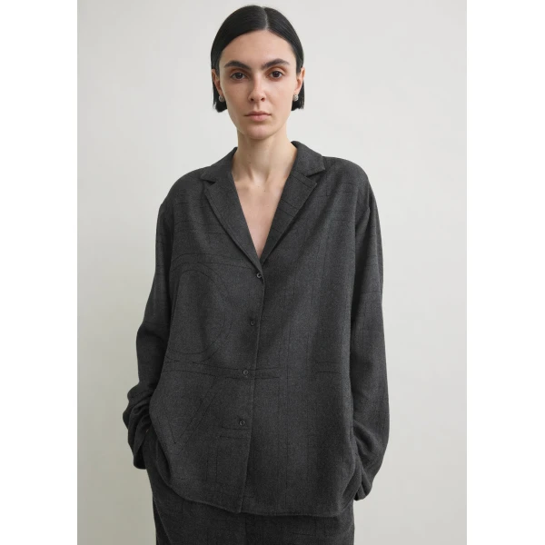 Monogram flannel pj top charcoal - Image 5
